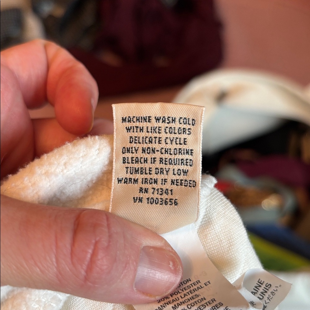L.L. Bean Women's Off-White Quilted Hoodie, Size L - Picture 9 of 9
